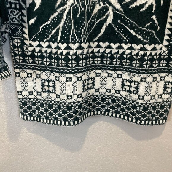Vintage Christmas Sweater Womens Size Medium SML Sport LTD Green Reindeer - Picture 3 of 11